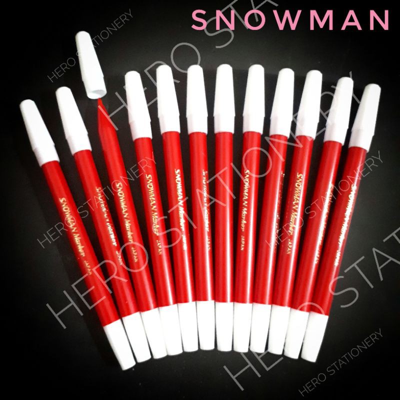 

Spidol snowman marker merah red . 12 unit