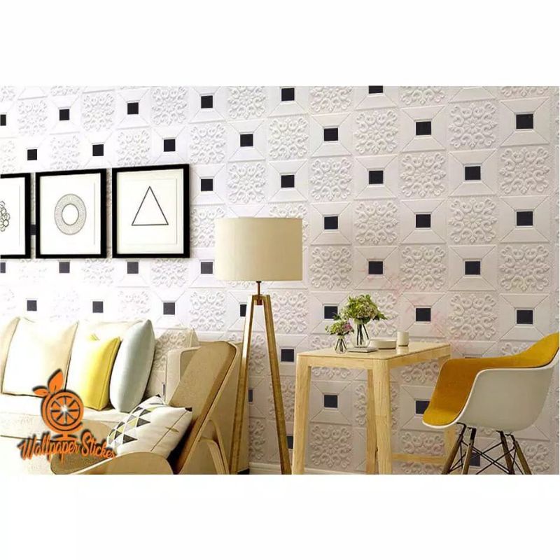 WALLPAPER DINDING 3D FOAM MOTIF BATIK-Batik hitam