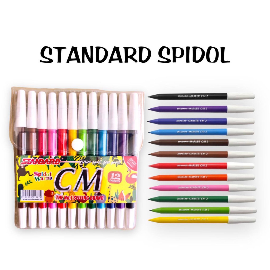 

[12PCS COLORS] SPIDOL 12 WARNA STANDARD CM12 / SPIDOL STANDARD