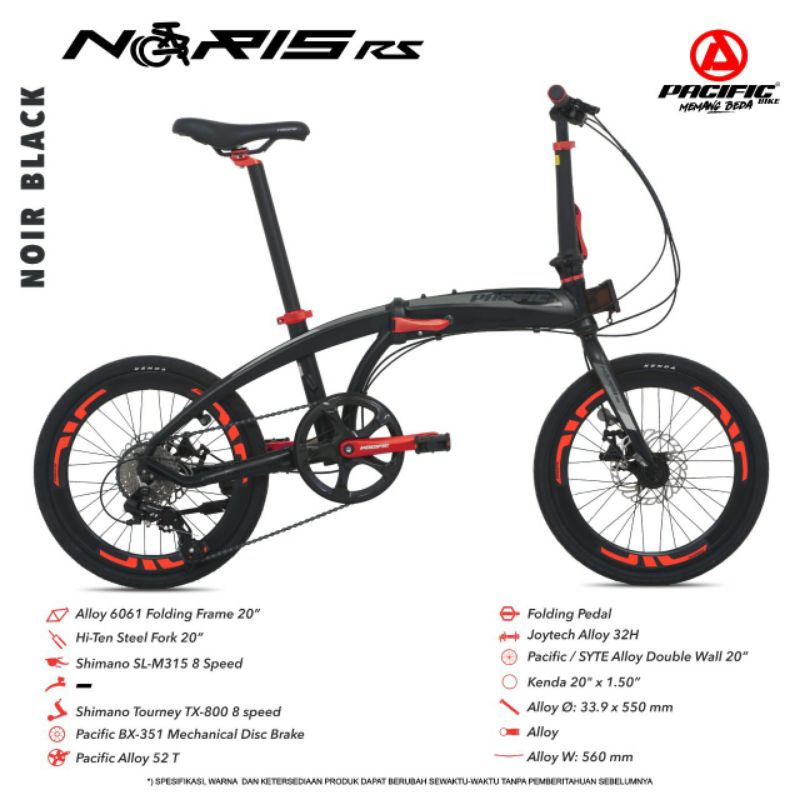 Sepeda lipat 20 PACIFIC NORIS RS alloy 8 speed SHIMANO