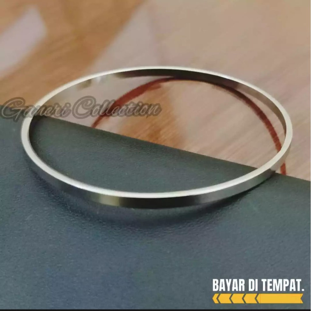 Gelang Baja Monel Besi Putih Pria Wanita Anti Karat