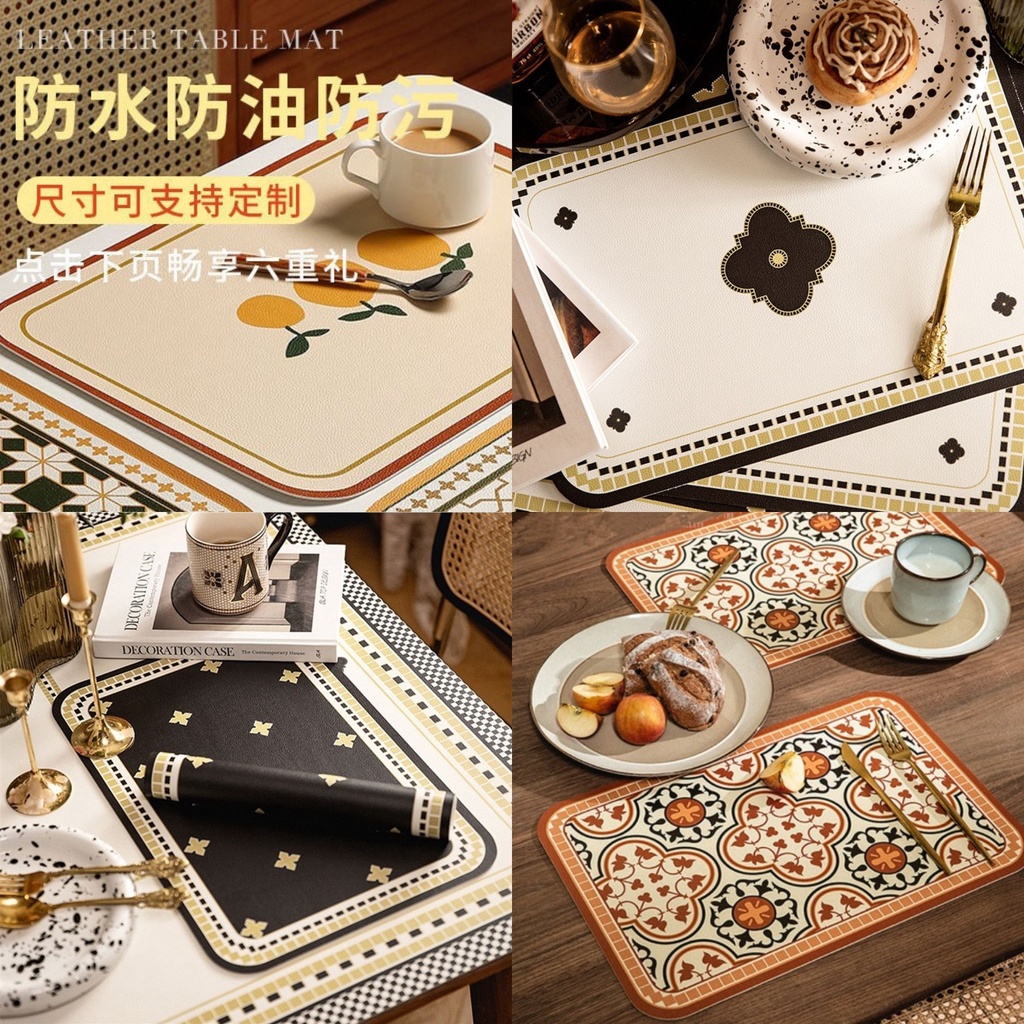 973 TATAKAN PIRING KULIT - ALAS PIRING KULIT TAHAN AIR LEATHER PLACEMATS PERSEGI PANJANG BULAT - ALA