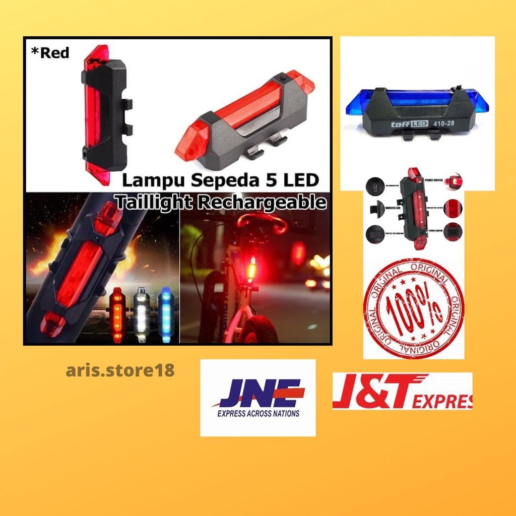 TaffLED Defensor Lampu Sepeda 5 LED Taillight Rechargeable - DC-918 - Red