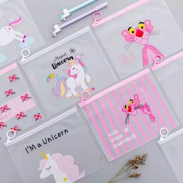 Zipper Bag Dompet Kecil Serbaguna Unicorn Pink Panther