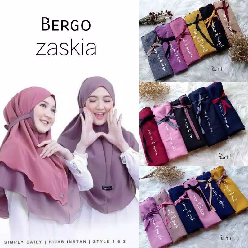 BERGO ZAKIA JILBAB INSTAN 2 LAYER DIAMON / BERGO MARYAM BOBAL / BERGO MARYAM TERMURAH