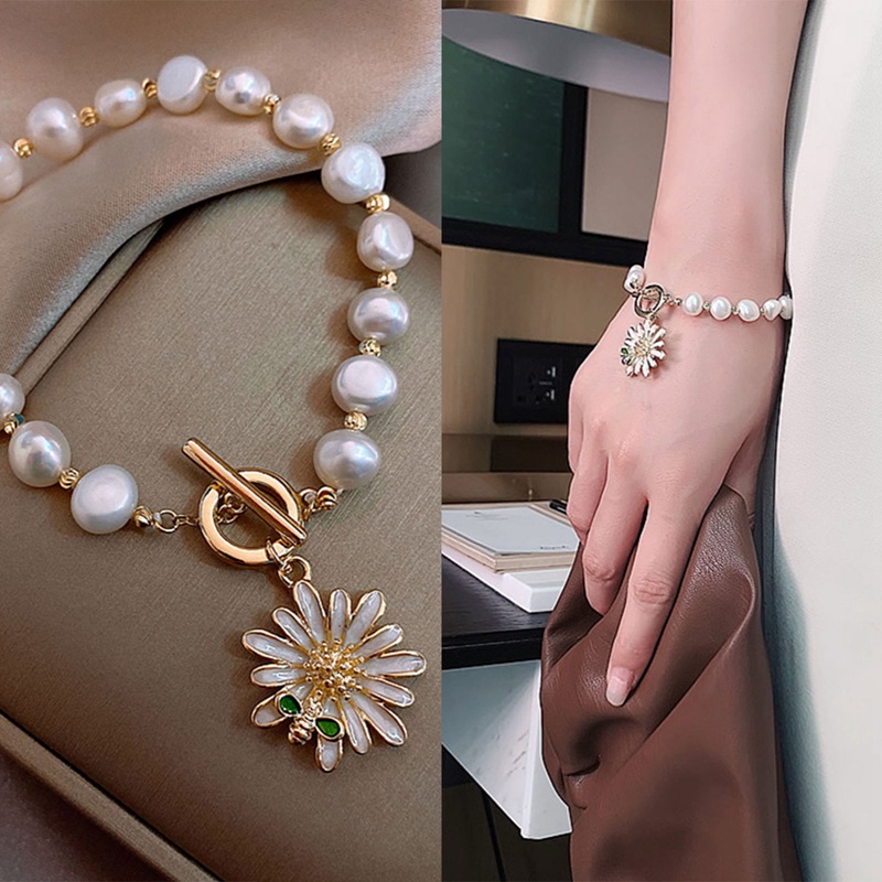 Gelang Tali Mutiara Dengan Liontin Lebah Bahan Zirkon Untuk Wanita