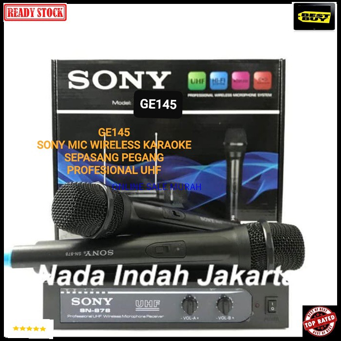 G145 SONY mic wireless karaoke mik sepasang mikrophone Wireles dual pegang UHF microphone pro suara audio sound sistem vokal vocal professional panggung dj studio G145   Sepasang mic pegang UHF  jarak mic bisa pakai sampe 20-40 meter.  BISA DIPAKAI KE SEG