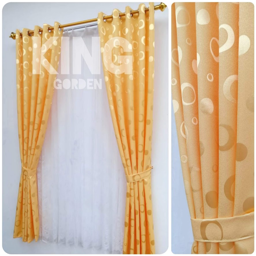 Gorden jendela dan Pintu korden Minimalis Polkadot model Smokring motif Polos Embos Bulan Sabit Biru