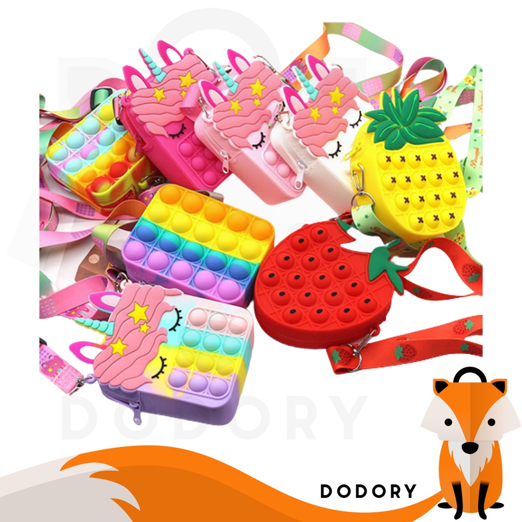 DODORY DDR1441 Tas Pop It Jelly Rubber Tas Selempang Anak Tas Pop It Unicorn