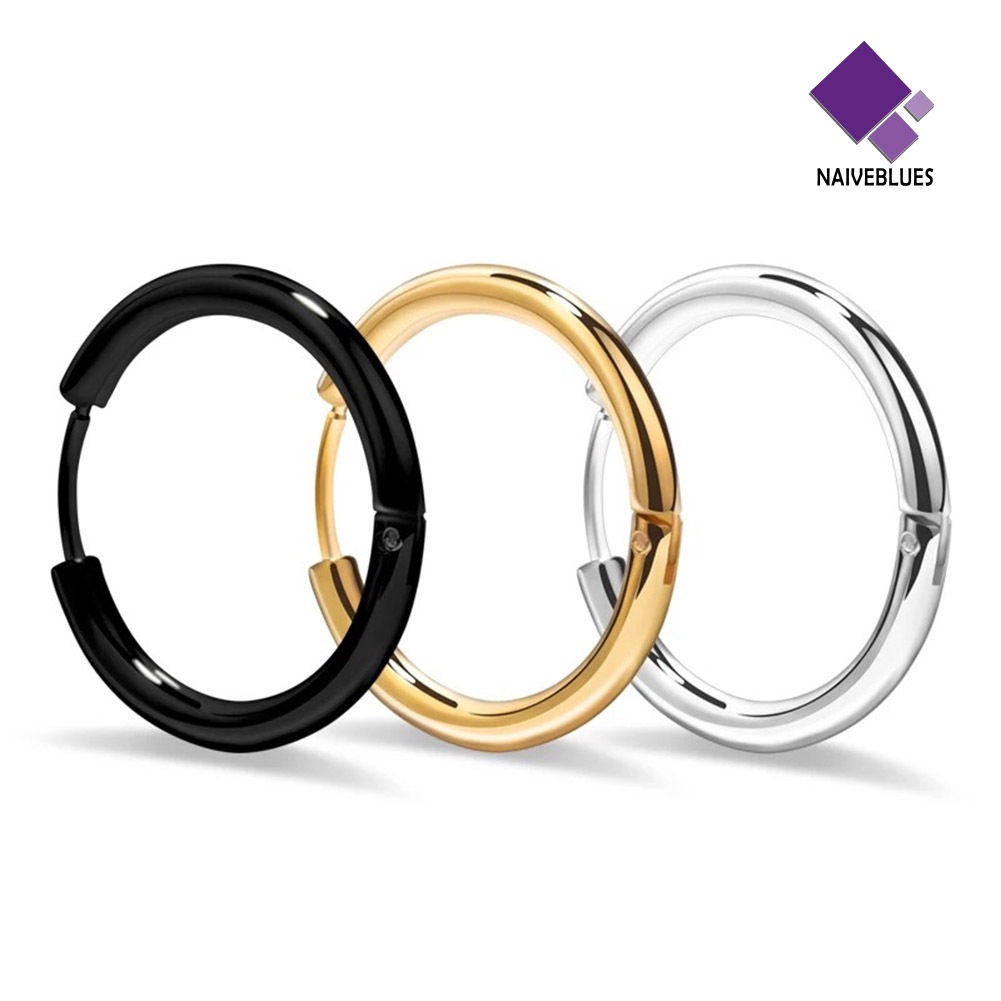 1 Pasang Anting Hoop Bentuk Lingkaran Bahan Stainless Steel Gaya Punk Untuk Hadiah