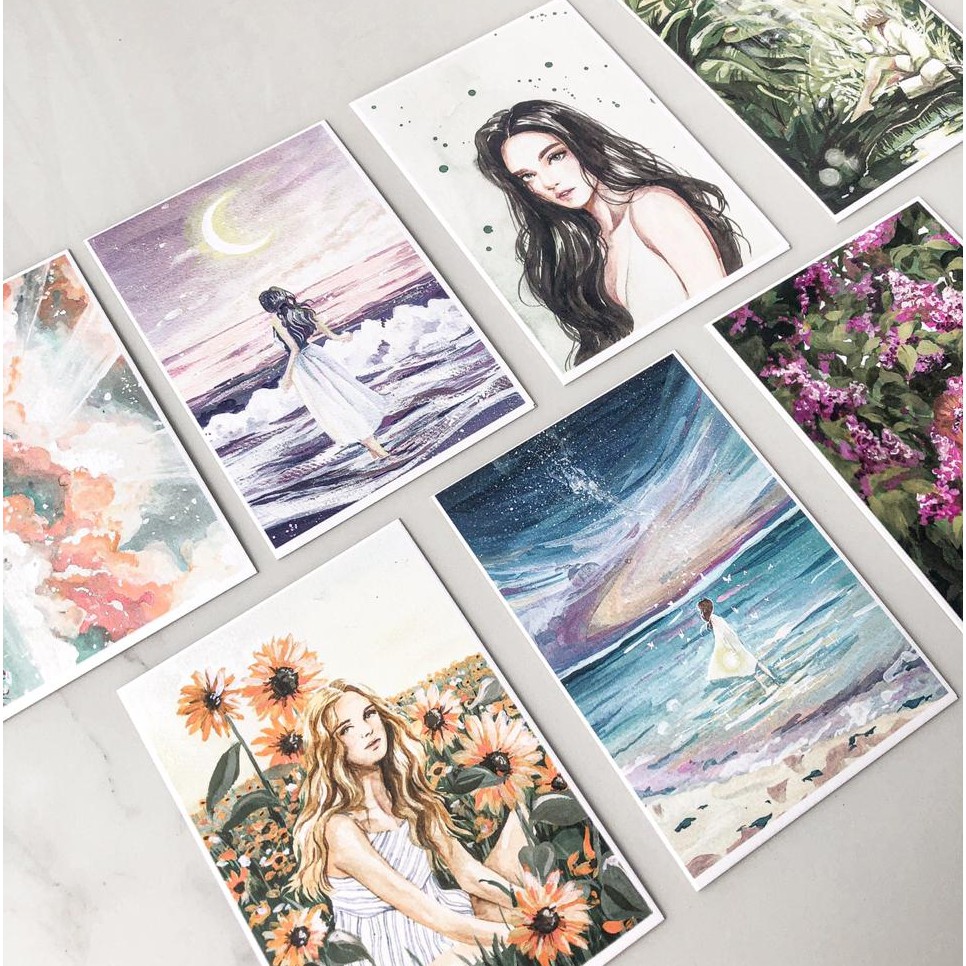 

[Artopia] Postcard by PIKAPOPPIN | Kartu Pos | Post Card Watercolor Gouache