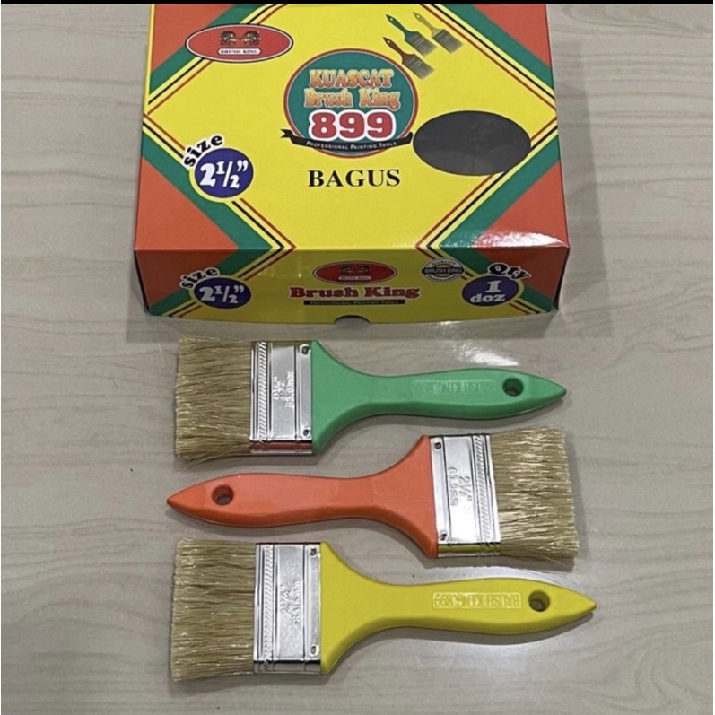 

2-1/2”inchi Kuas cat paint brush king 899 2.5" inci gagang plastik pvc bulu putih 21/2” brushking 2,5 inchi