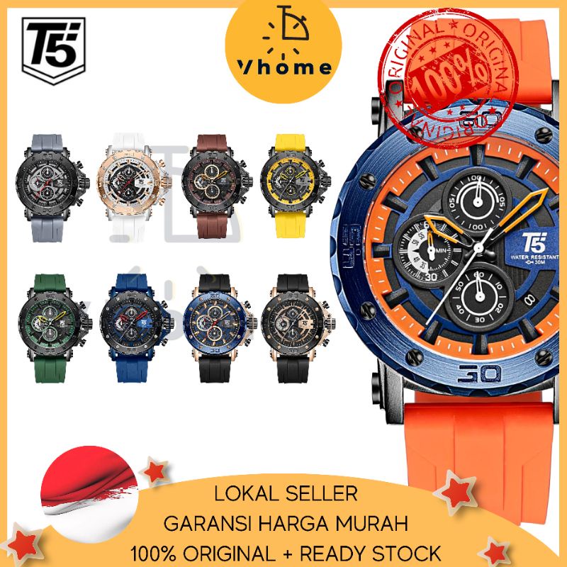 VHOME - JAM PRIA T5 ORIGINAL 100% 3865 H3865 H3865G CHRONOGRAPH WATERPROOF 3ATM BERGARANSI FREE BOX+