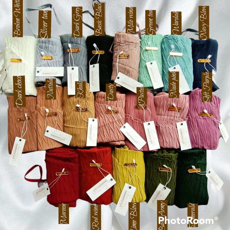 Bergo Plisket Padi Aleya Premium l Bergo instan Zafron-Dark grey