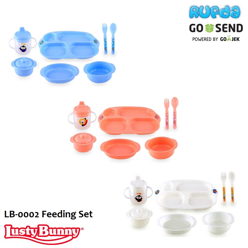 Lusty Bunny LB-0002 Feeding Set 6in1 Perlengkapan Makan Bayi Lengkap BPA Free Cocok untuk Kado