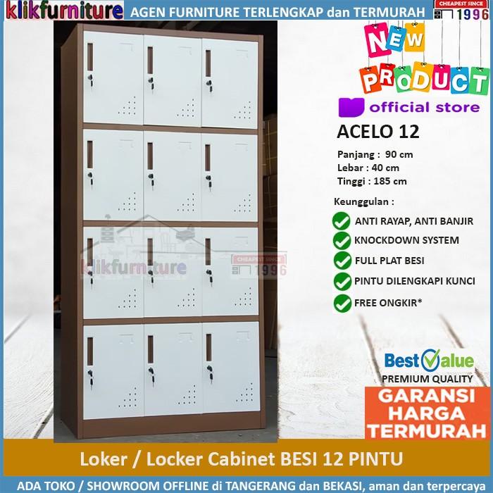 

Cabinet | Lemari Loker Locker Cabinet Pintu Besi 12 Pintu Acelo 12 Coklat