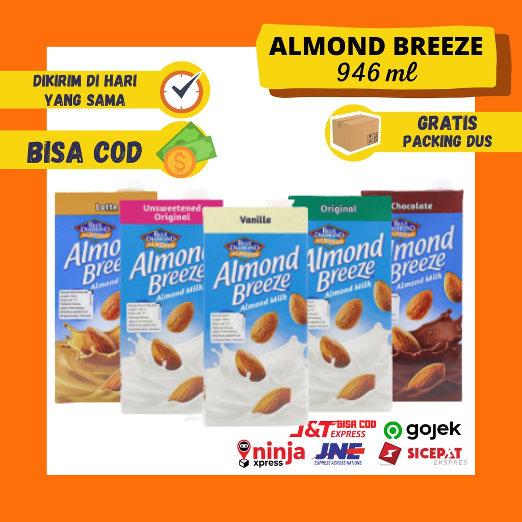 Almond Breeze Almonds Almond Milk Susu Almond Blue Diamond Kacang Almond Coklat Original Latte Unsweetened Vanilla Vanila 946 ml