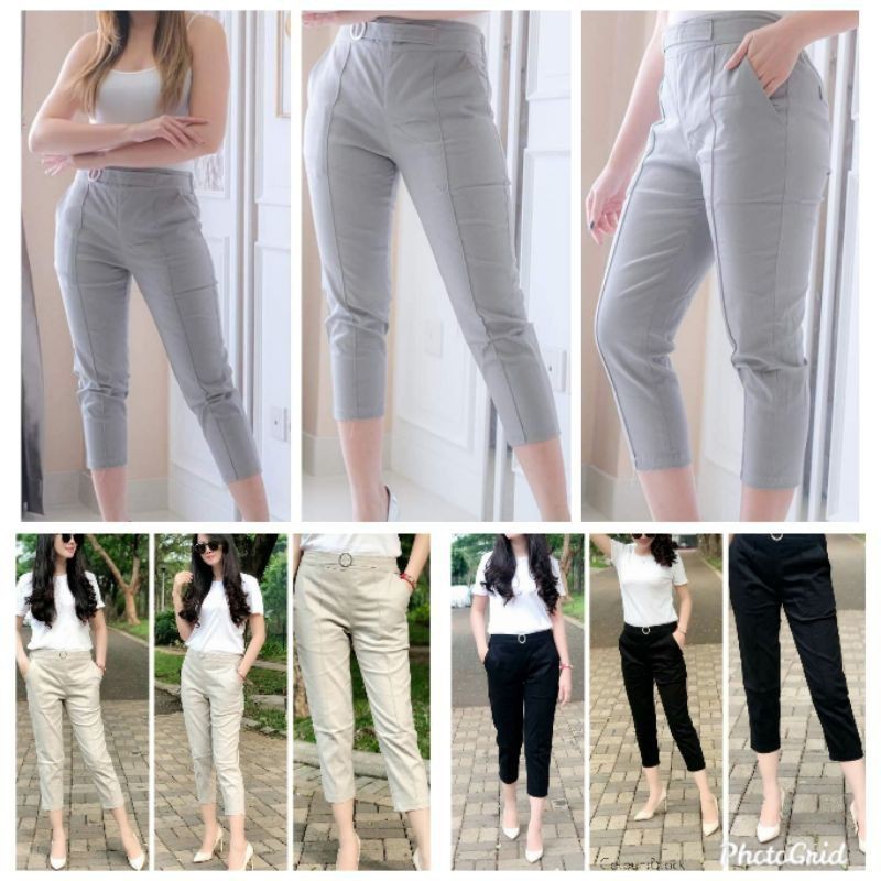 Celana Wanita 7per8 Pants Ring Import/Katun Twill Stretch