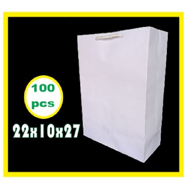 

100Pcs Tas Kertas 22X27 Paperbag Souvernir Paper Bag Kantong Polos Putih