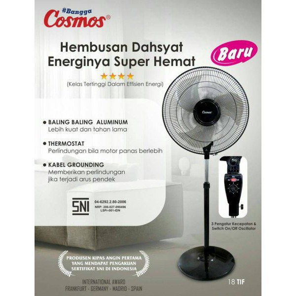 (PENGIRIMAN KHUSUS JNE/JNE/EKSPEDISI) Kipas Berdiri Cosmos 18inch 18TIF dengan pemberat/TIF1801