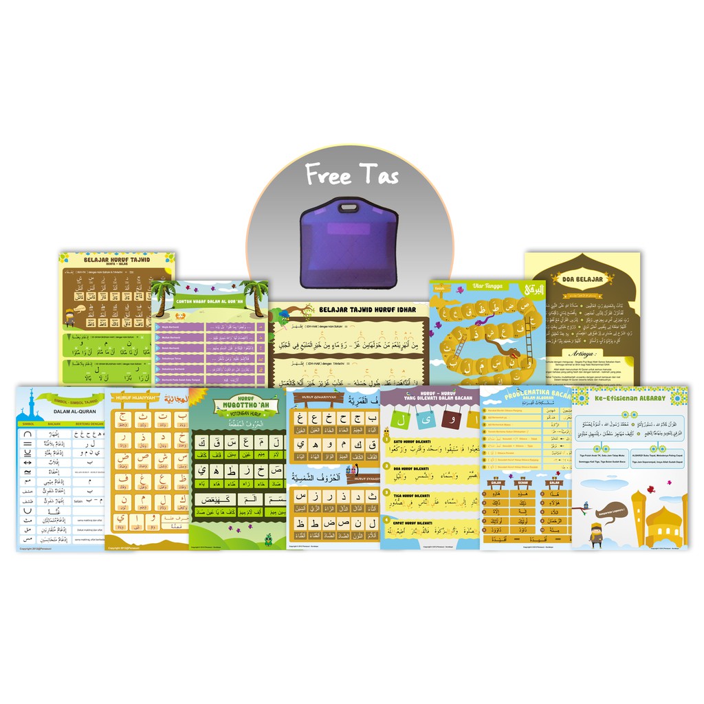 Paket Poster belajar membaca Al Quran - Metode Al Barqy