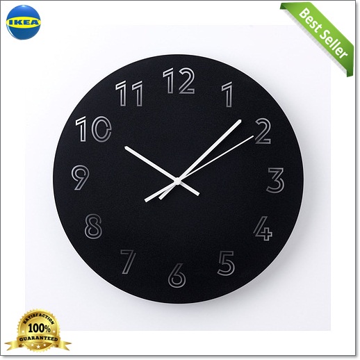 Jam Dinding IKEEA TUNNI Jam dinding dekorasi warna hitam diameter 30 cm, mika plastik
