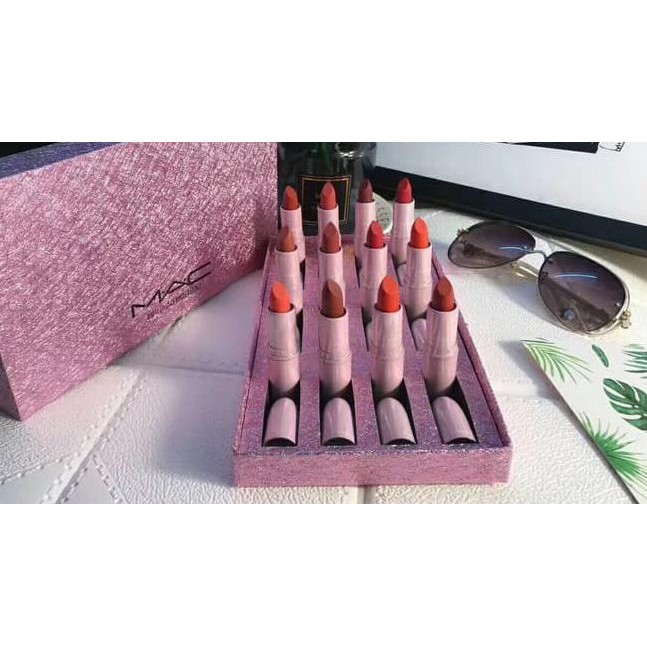 Mac Lipstick Set isi 12 Limited Box Pink