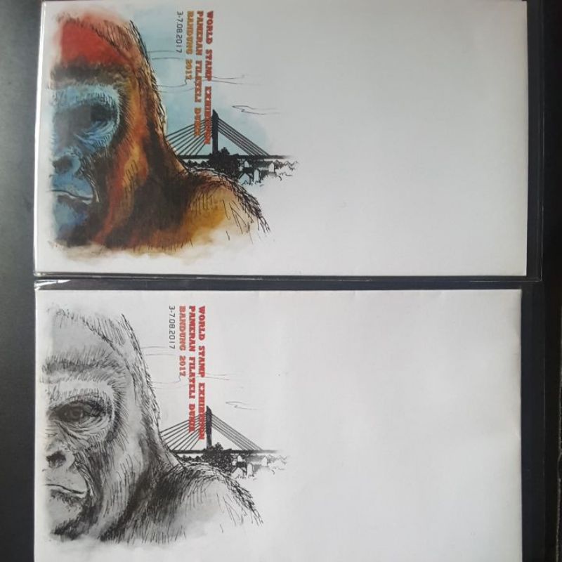 

Perangko Amplop pameran filateli gorilla bandung 2017 set 2 sampul tanpa prangko