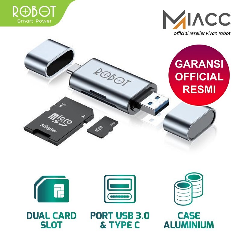 ROBOT Card Reader CR202 2 in 1 USB 3.0 Type-C OTG Memory Card Adapter CR102 CR302