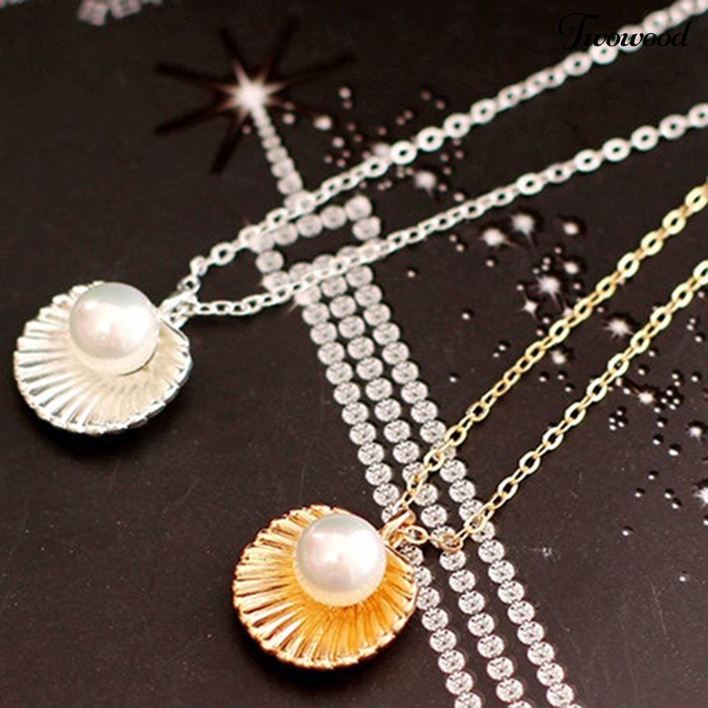 Kalung Liontin Mutiara Imitasi Bahan Alloy Untuk Kencan