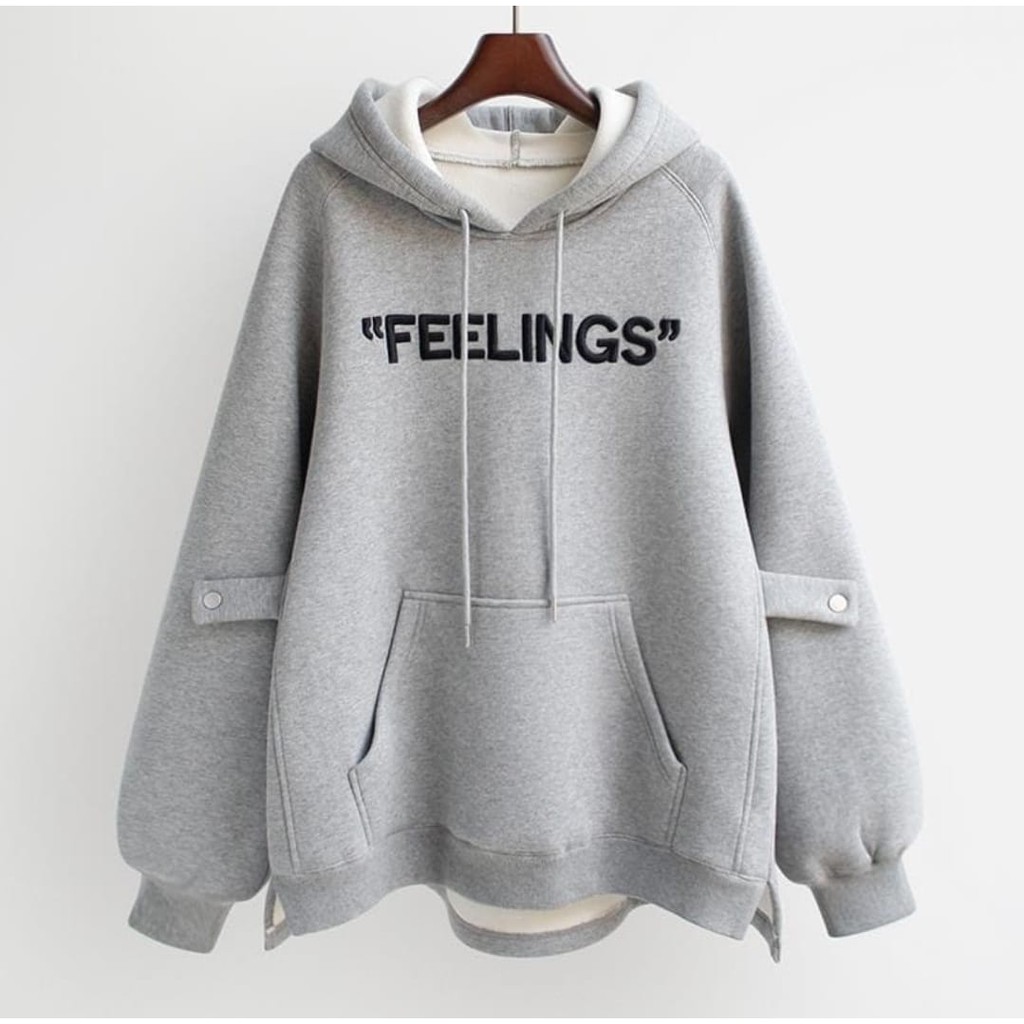 SWEATER HOODIE WANITA - FEELINGS HODIE SWEATER OVERSIZE - SWEATSHIRT SWEATER-3