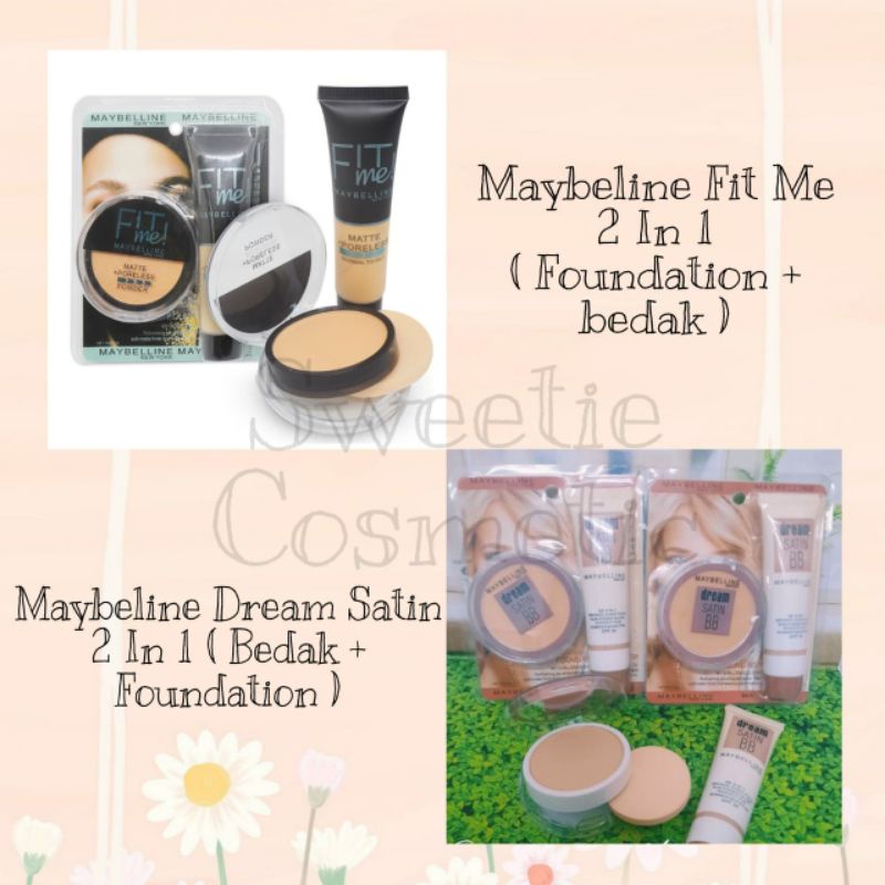 Maybeline 2in1 Bedak &amp; Foundation / MAKE UP SET MEIBELINE FITME 2IN1/ MEIBELLINE 2IN1 BB DREAM