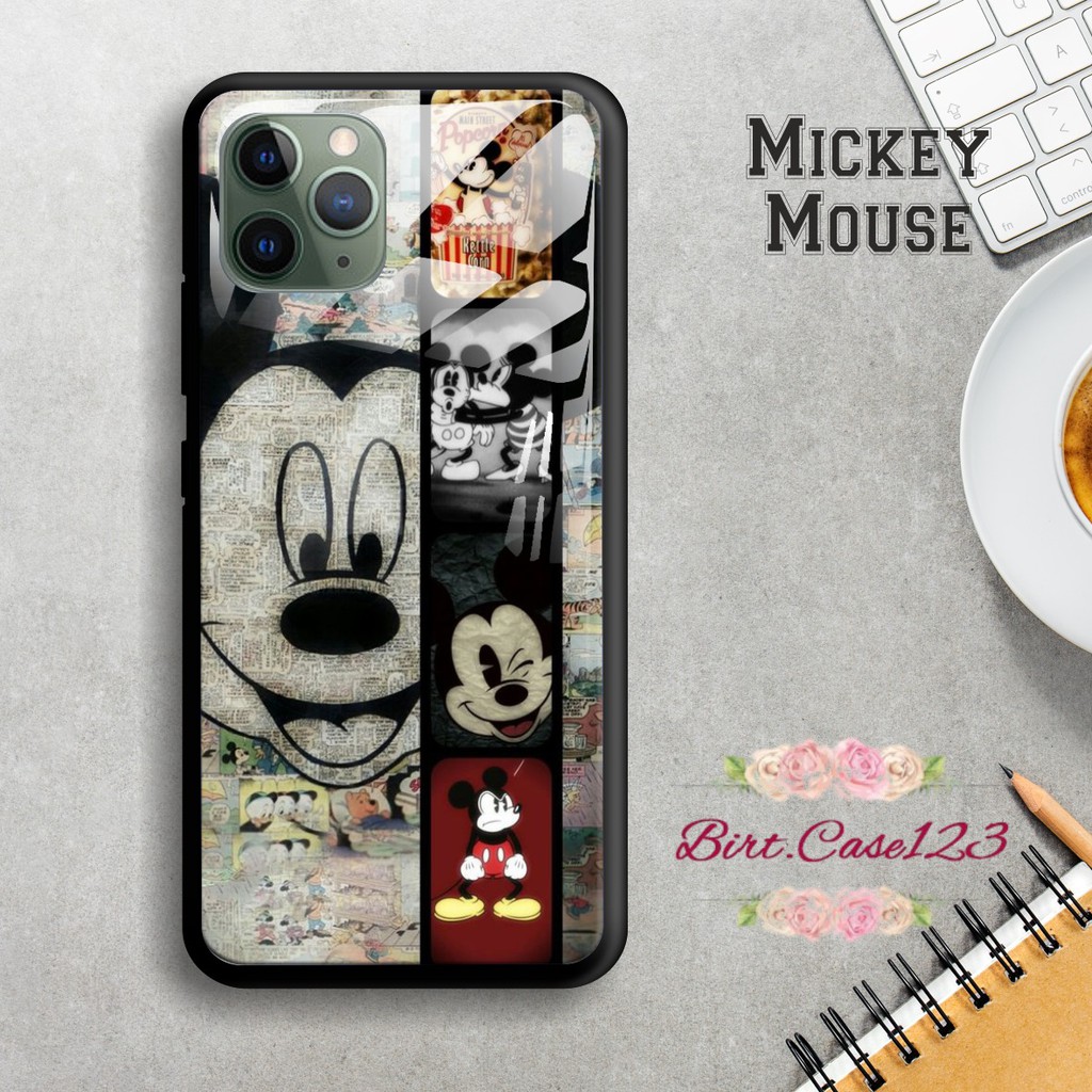 Back case glass MICKEY MOUSE Oppo A3s A1k A5 A9 2020 A7 F9 A5s A31 A52 a53 A92 A37 A57 A59 BC1521