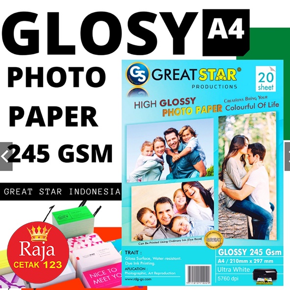 

GLOSSY PHOTO PAPER 245gsm GREATSTAR