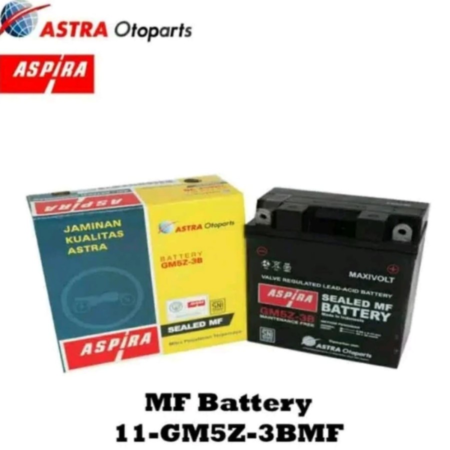 Aki Kering Aspira Astra Aki Motor 12V 12 Volt 5Ah Aki Motor Honda Supra Mio Jupiter Z Grand