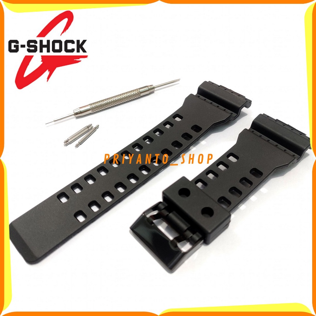 Strap Tali jam Tangan Casio G-Shock GA-100 GA-110 GA-120 GA 150 GA-300 GD-100 GD-110 G-8900 GW-8900 RUBBER WATCH BEND FULL BLACK FREE PEN REMOVER TERMURAH PREMIUM