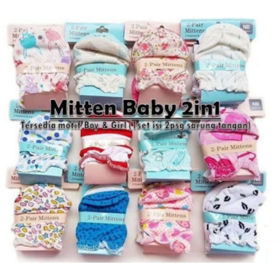 2 pasang Sarung Tangan Bayi Newborn Lucu, Nyaman &amp; Halus CBKS JH