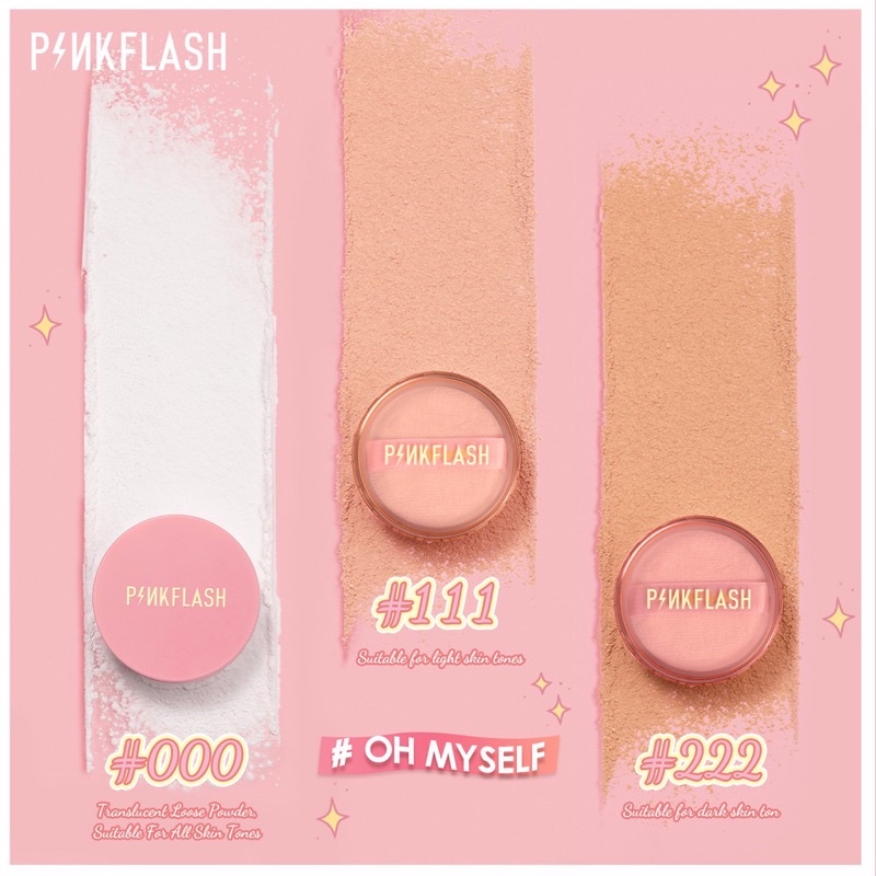 PINKFLASH Loose Setting Powder Matte Translucent Oil Controller All Day Lasting 3 Colors - Bedak Tabur Loose Powder Pink Flash