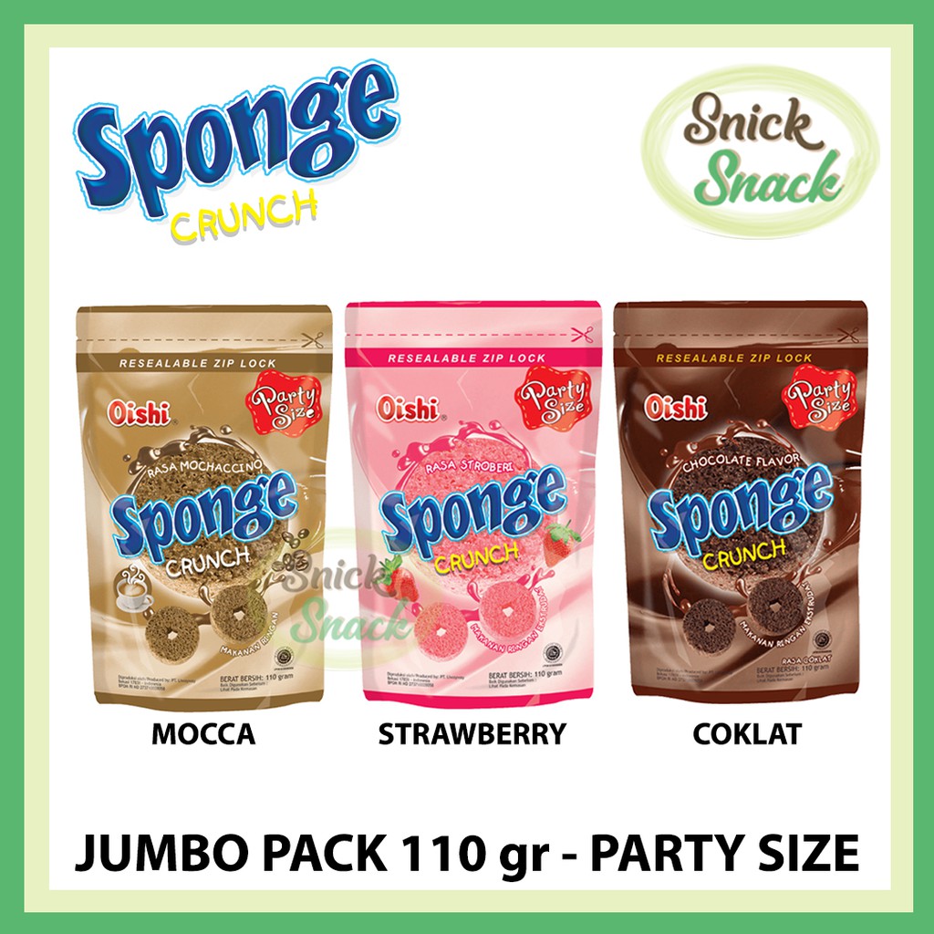 

Oishi Sponge Crunch Jumbo 110 gr Party Size Coklat Strawberry Mocca Cheese