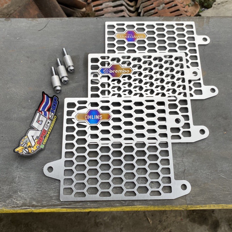 Cover radiator alumunium cnc logo titanium takegawabrembo ohlins vario 125 150 pcx cbu pcx lokal
