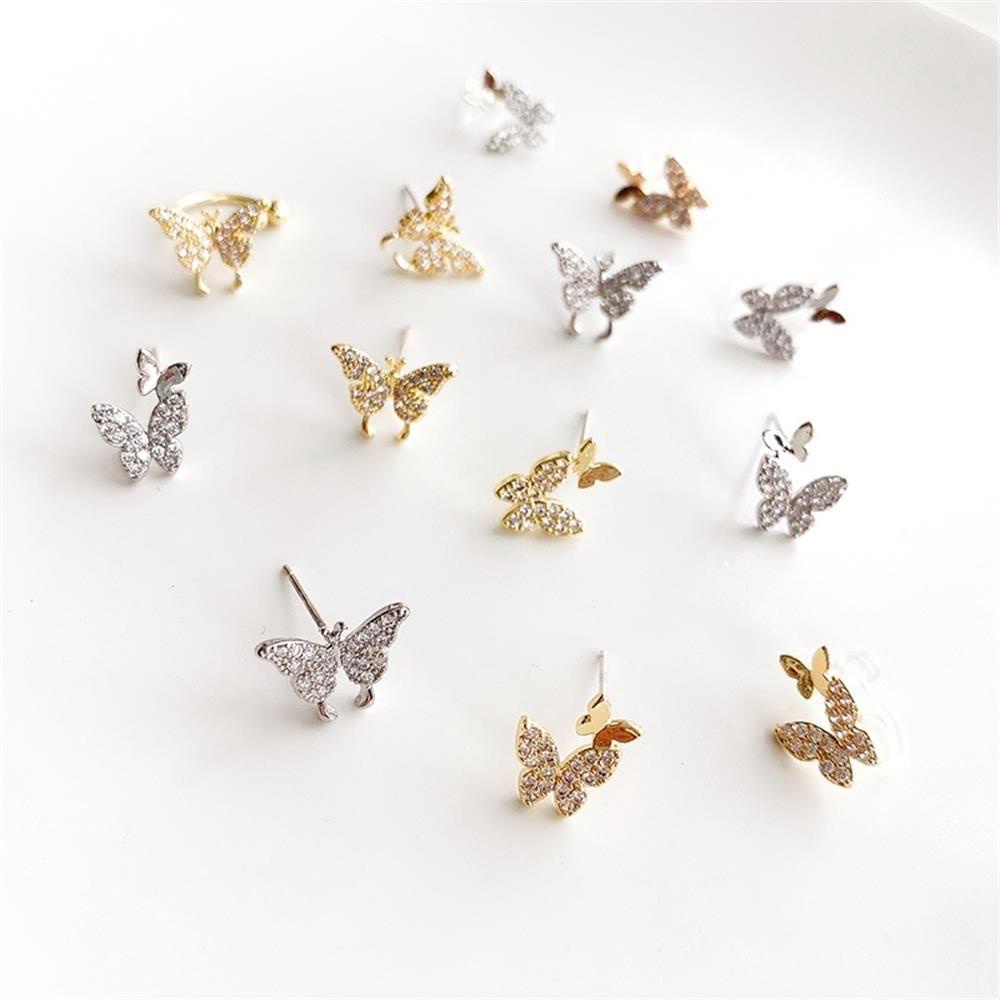 Lily Butterfly Earrings Perhiasan Tulang Rawan Anting Palsu Berlian Imitasi Ear Cuff