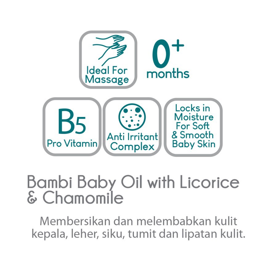 Bambi Baby Oil 100ml With Licorice &amp; Chamomile / Baby Oil Bayi Anak
