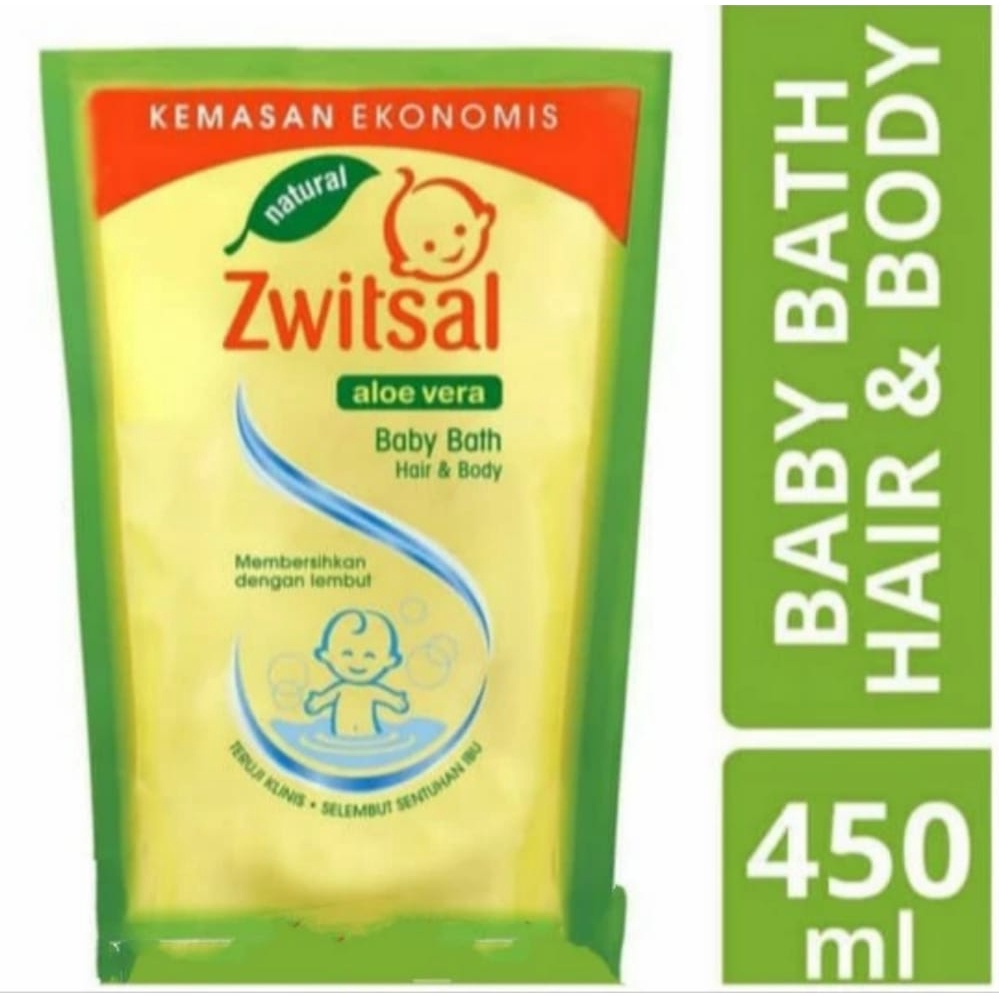 Zwitsal Baby Bath Natural 2 In 1 Hair &amp; Body 450ML/Refill Pouch/Sabun Mandi Bayi