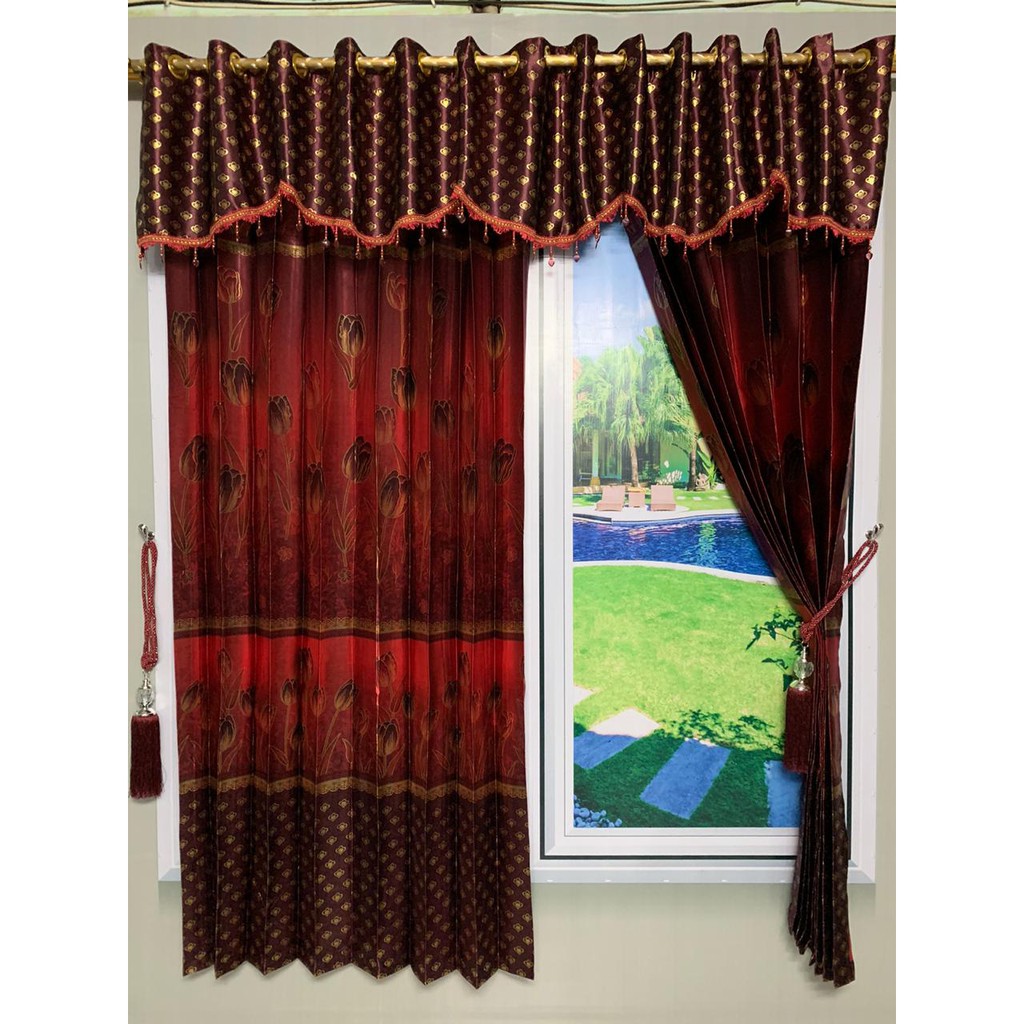 Gorden Jendela Pintu SeMotif Merah Paket 3 in 1 Dapat Gorden Jendela Pintu SeMotif Merah Paket 3 in 1 Dapat