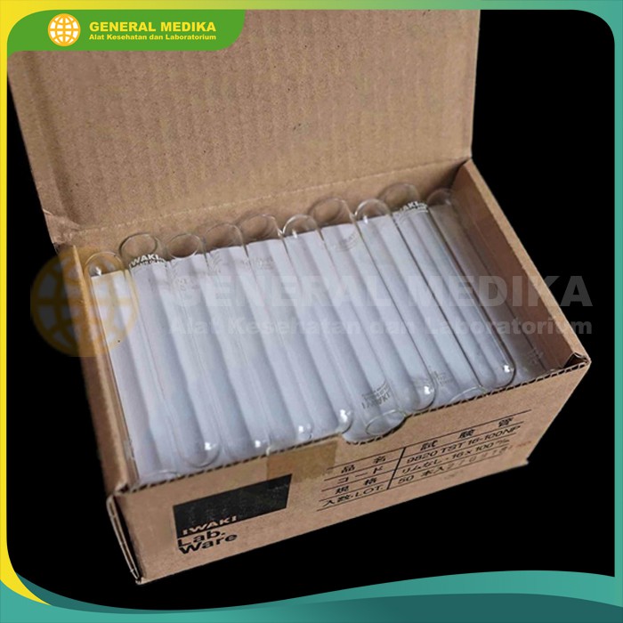 Tabung Reaksi 12ml 16x100mm Iwaki Pyrex Asahi 1box | Test Tube Kaca