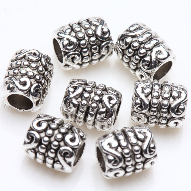 50/100Pcs European Silver Plated Loose Spacer Beads Charms Jewelry Making DIY 7*3 mm