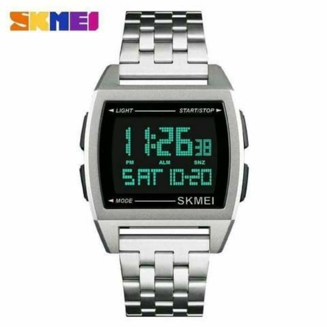 Jam SKMEI 1368 SILVER original digital stainless bergaransi free paper box