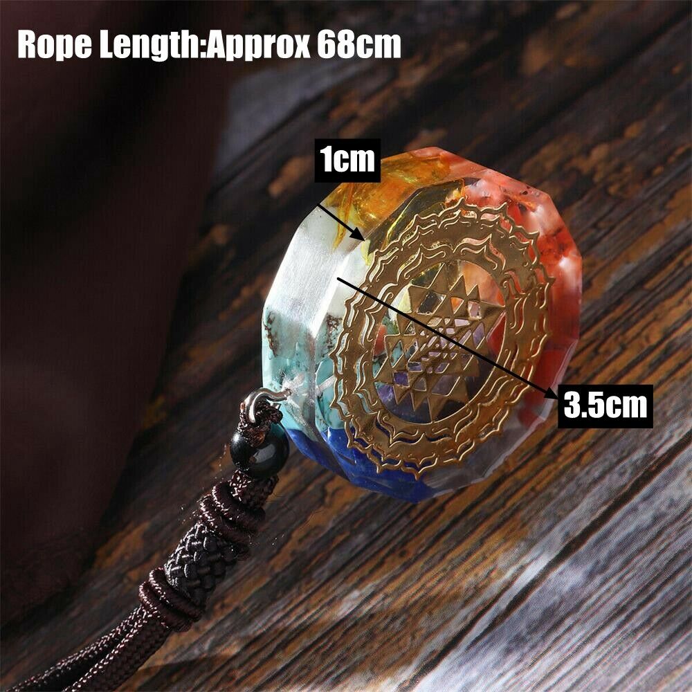 Orgonite Pendant Sri Yantra Natural Crystal Agate Necklace/Sacred Geometry Chakra Energy Necklace Meditation Jewelry