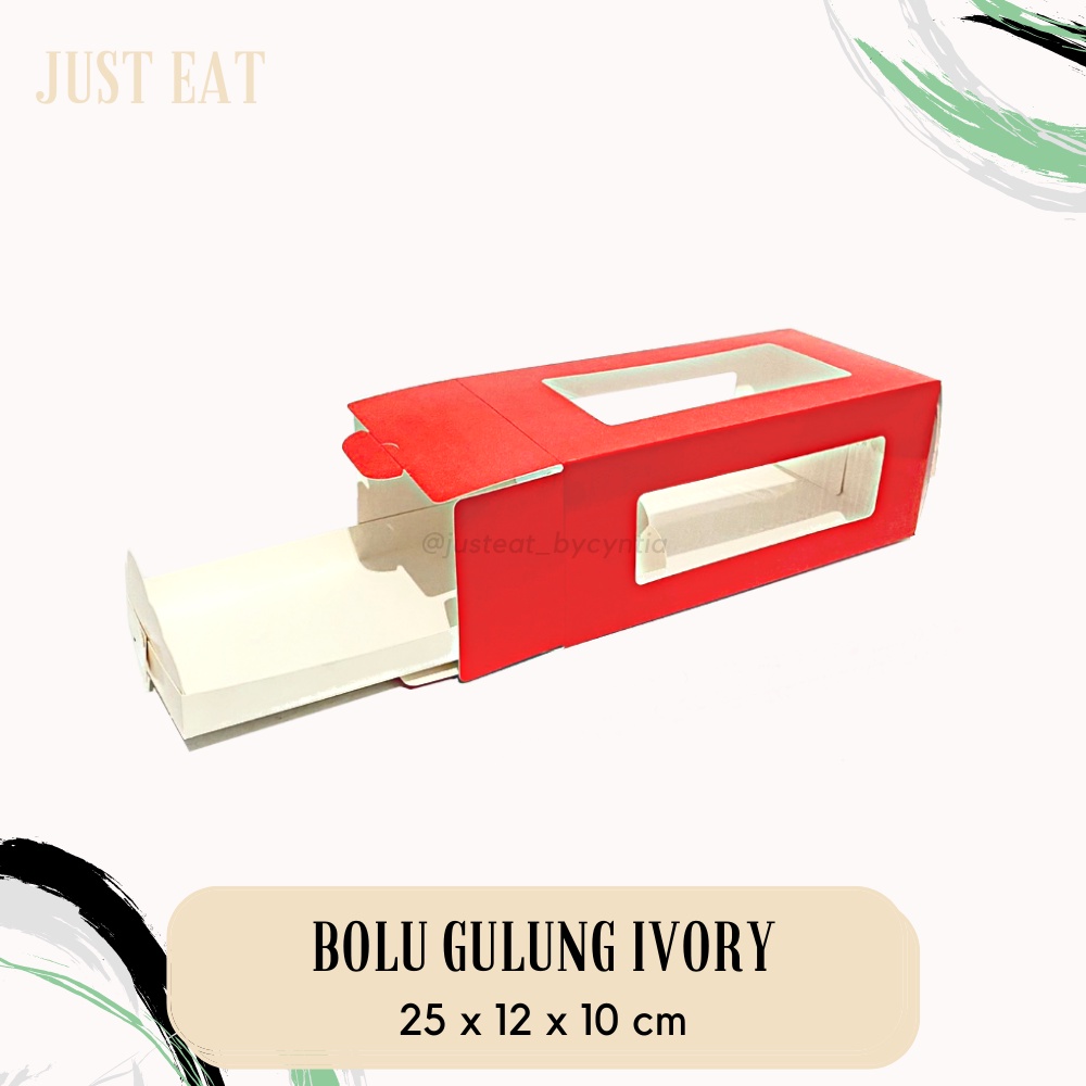 Box Bolu Gulung Ivory Polos 25X12X10 cm (10 pcs) / Kemasan Bolu Lapis Cake Box / Dus Bolu Gulung