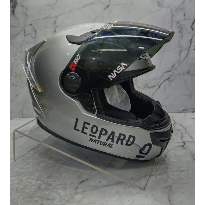 HELM ZEUS 813 SOLID SILVER - FAKET GANTENG LEOPARD - SPOILER 2D-1